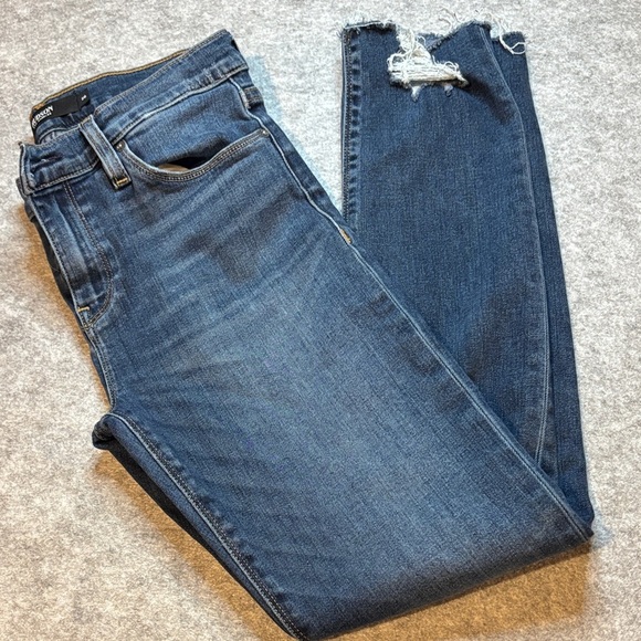 💥 Hudson Nico Skinny Jeans • Size 26 • Medium-Dark Wash w/Frayed Hem 💥 - Picture 1 of 13